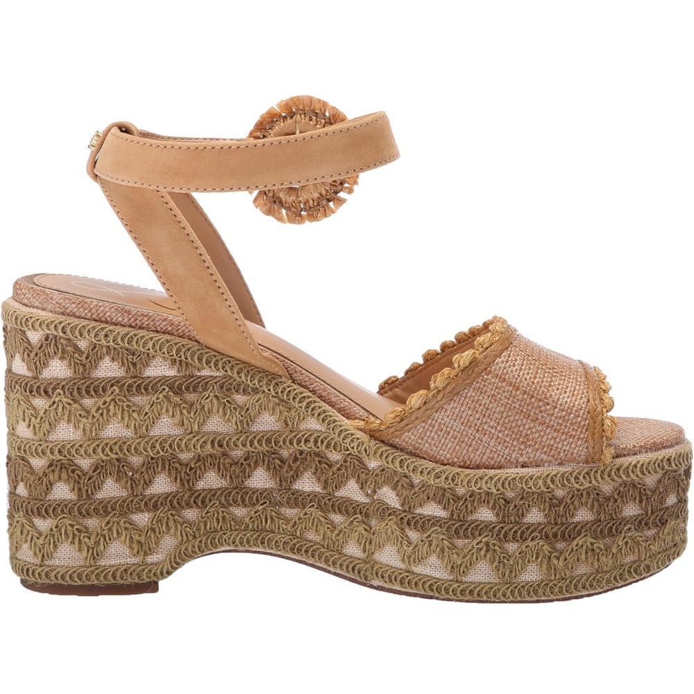 NWTIB ⢠Sam Edelman ⢠Women's Amber Wedge Sandal ⢠Tan/Raffia/Suede ⢠10.5M - Picture 4 of 10